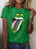 Women's Animal Short Sleeve Tee T-shirt Crew Neck Vintage Summer Top