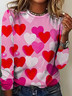 Women's Long Sleeve Tee T-shirt Spring/Fall Valentine's Day Crew Neck Vintage Top