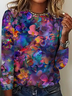 Women's Long Sleeve Tee T-shirt Spring/Fall Floral Crew Neck Vintage Top