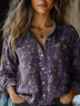 Women's Long Sleeve Shirt Spring/Fall Floral Shirt Collar Daily Going Out Casual Top