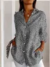 Women's Long Sleeve Shirt Spring/Fall Geometric Cotton Shirt Collar Daily Going Out Casual Top