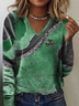 Women's Long Sleeve Tee T-shirt Spring/Fall Geometric Printing V Neck Casual Graphic Tee Top
