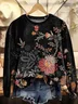 Women's Crew Neck Floral Printing Casual Spring/Fall Long Sleeve Sweatshirt