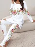 Women's Printing Floral Daily Going Out Two Piece Set Long Sleeve Casual Spring/Fall Top With Pants Matching Set
