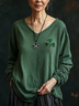 Women's Long Sleeve St Patrick's Day Floral Tee T-shirt Spring/Fall Shamrock V Neck Casual Graphic Tee Top