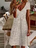 Women's Short Sleeve Summer Floral Printing Dress V Neck Daily Going Out Casual Knee Length T-Shirt Dress H-Line Dress