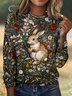 Women's Long Sleeve Tee T-shirt Spring/Fall Plaid Crew Neck Vintage Top