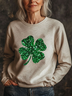 Women's St Patrick's Day Shamrock Printing Casual Spring/Fall Long Sleeve Floral Sweatshirt