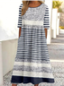 Women's Half Sleeve Summer Striped Dress Crew Neck Daily Going Out Vintage Maxi Shirt Dress A-Line Dress