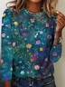 Women's Floral Long Sleeve Tee T-shirt Crew Neck Vintage Spring/Fall Top