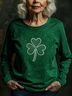 Women's Long Sleeve Tee T-shirt Spring/Fall Shamrock St Patrick's Day Floral Casual Graphic Tee Top