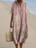 Women's Short Sleeve Summer 3D Printing Dress V Neck Daily Going Out Vintage Maxi O-Line Dress