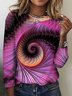 Women's Geometric Long Sleeve Tee T-shirt Crew Neck Casual Spring/Fall Top