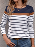 Women's Long Sleeve Tee T-shirt Spring/Fall Striped Printing Crew Neck Casual Top