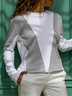 Women's Long Sleeve Tee T-shirt Spring/Fall Multicolor Block Printing Crew Neck Casual Top