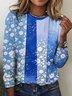 Women's Plaid Long Sleeve Tee T-shirt Crew Neck Vintage Spring/Fall Top