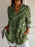 Women's Long Sleeve Shirt Spring/Fall Striped Shawl Collar Daily Going Out Casual Top