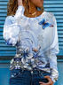 Women's Long Sleeve Tee T-shirt Spring/Fall Floral Printing Crew Neck Casual Graphic Tee Top