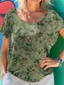 Women's Short Sleeve Tee T-shirt Summer Floral Printing Crew Neck Casual Graphic Tee Top