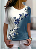 Women's Short Sleeve Tee T-shirt Summer Floral Printing Crew Neck Casual Graphic Tee Top