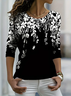 Women's Long Sleeve Tee T-shirt Spring/Fall Floral Printing Crew Neck Casual Graphic Tee Top