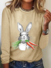 Women's Text Letters Long Sleeve Blouse_ Spring/Fall Crew Neck Daily Casual Top