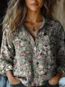 Women Floral Long Sleeve Shirt Spring/Fall Shirt Collar Daily Casual Top