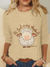 Women Easter (Egg) Long Sleeve Blouse Spring/Fall Crew Neck Daily Casual Top