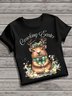 Women's Animal Short Sleeve Tee T-shirt Crew Neck Vintage Summer Top