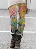 Women's Casual Floral Jersey All Season Printing Long Leggings