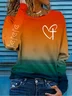 Women's Long Sleeve Tee T-shirt Spring/Fall Heart/Cordate Printing Crew Neck Casual Graphic Tee Top