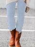 Women's Casual Striped Jersey All Season Printing Long Leggings