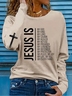 Women's Long Sleeve Tee T-shirt Spring/Fall Text Letters Printing Crew Neck Casual Graphic Tee Top