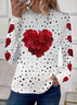 Women's Long Sleeve Tee T-shirt Spring/Fall Polka Dots Printing Crew Neck Casual Graphic Tee Top