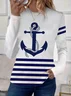 Women's Long Sleeve Tee T-shirt Spring/Fall Striped Printing Crew Neck Casual Graphic Tee Top