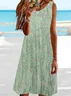 Women 3D Printing Sleeveless Summer Dress Crew Neck Daily Casual Midi Tank A-Line Dress