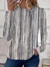 Women's Long Sleeve Tee T-shirt Spring/Fall Striped Printing Crew Neck Casual Graphic Tee Top