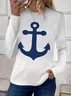 Women's Long Sleeve Tee T-shirt Spring/Fall Anchor Printing Crew Neck Casual Graphic Tee Top