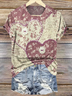 Women's Geometric Short Sleeve Tee T-shirt Crew Neck Vintage Summer Top