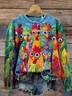 Women Turkey Crew Neck Casual Spring/Fall Long Sleeve Sweatshirt