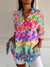 Women Floral Long Sleeve Shirt Spring/Fall Shirt Collar Daily Vintage Top