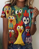 Women's Turkey Short Sleeve Tee T-shirt Crew Neck Casual Summer Top