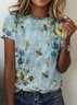 Women's Floral Sleeveless Tee T-shirt Crew Neck Casual Summer Top