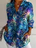 Women Floral Long Sleeve Shirt Spring/Fall Shirt Collar Daily Casual Top