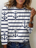 Women's Striped Long Sleeve Tee T-shirt Crew Neck Printing Casual Spring/Fall Graphic Tee Top