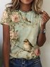 Women's Floral Short Sleeve Tee T-shirt Crew Neck Casual Summer Top