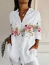 Women's Floral Long Sleeve Shirt Spring/Fall Buckle Shirt Collar Daily Casual Top