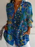 Women's Abstract Long Sleeve Shirt Spring/Fall Shirt Collar Daily Casual Top