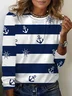 Women's Striped Long Sleeve Tee T-shirt Crew Neck Printing Casual Spring/Fall Graphic Tee Top