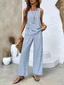 Women's Plain Daily Going Out Two Piece Set Sleeveless Casual Summer Top With Pants Matching Set